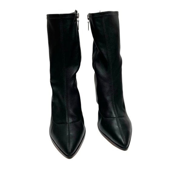 NIB SCHUTZ AMELLIE LEATHER MID CALF SOCK BOOTS IN BLACK SZ  9.5 - 6.5 - Picture 4 of 12